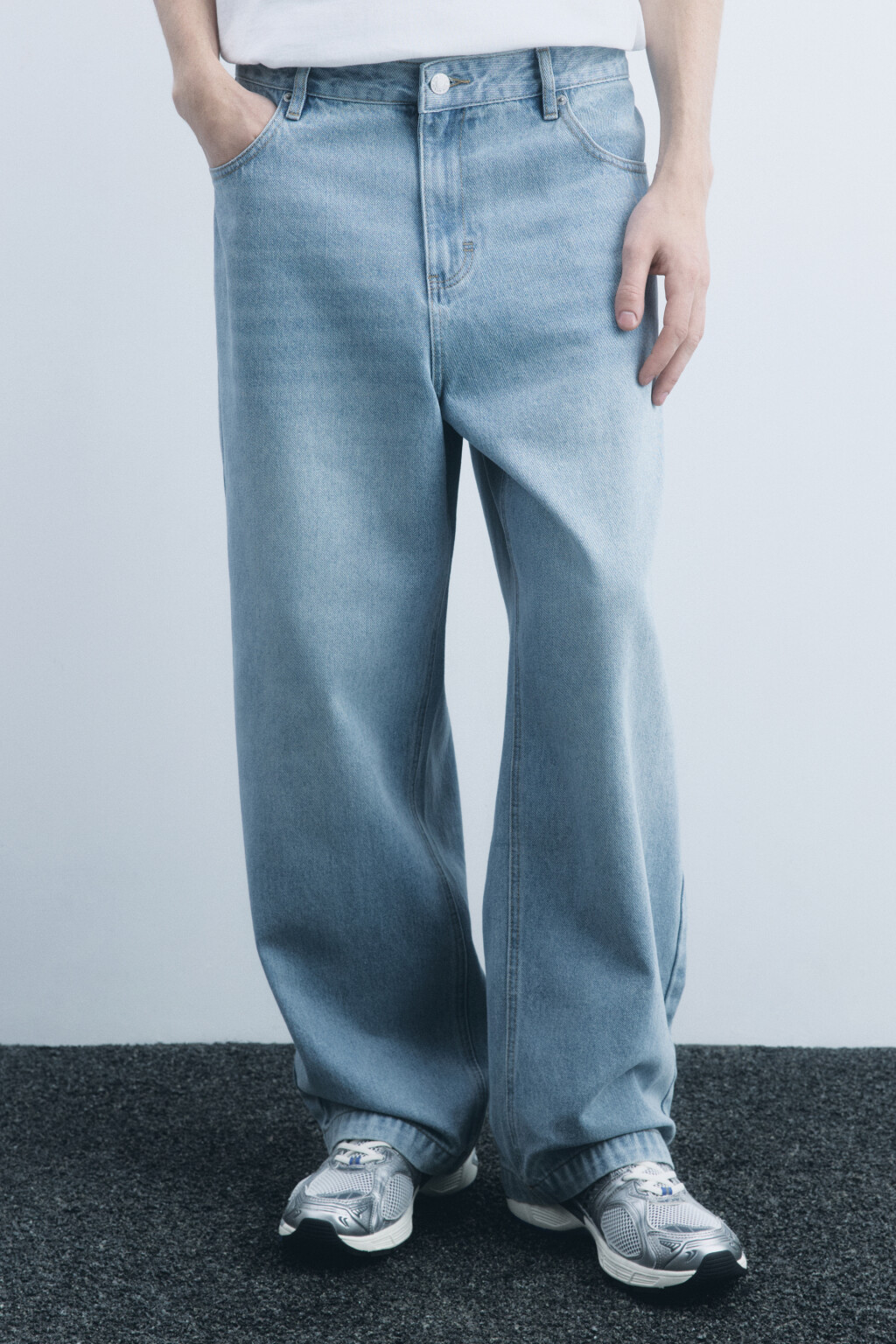 Джинсы широкие со средней посадкой - цвет голубой - 3