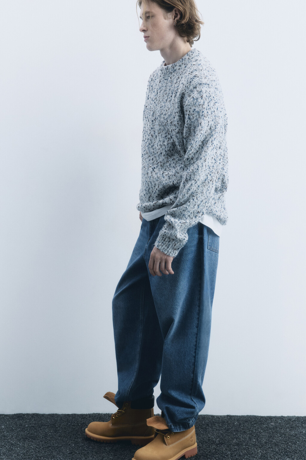 Джинсы широкие со средней посадкой - цвет голубой - 2