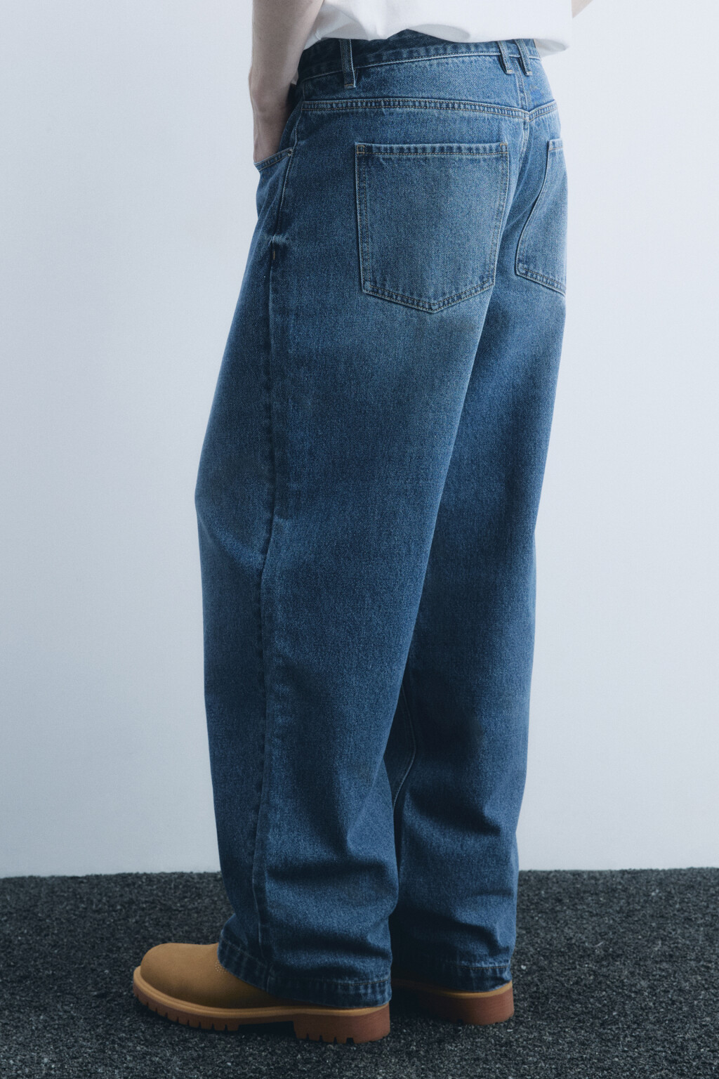 Джинсы широкие со средней посадкой - цвет голубой - 5