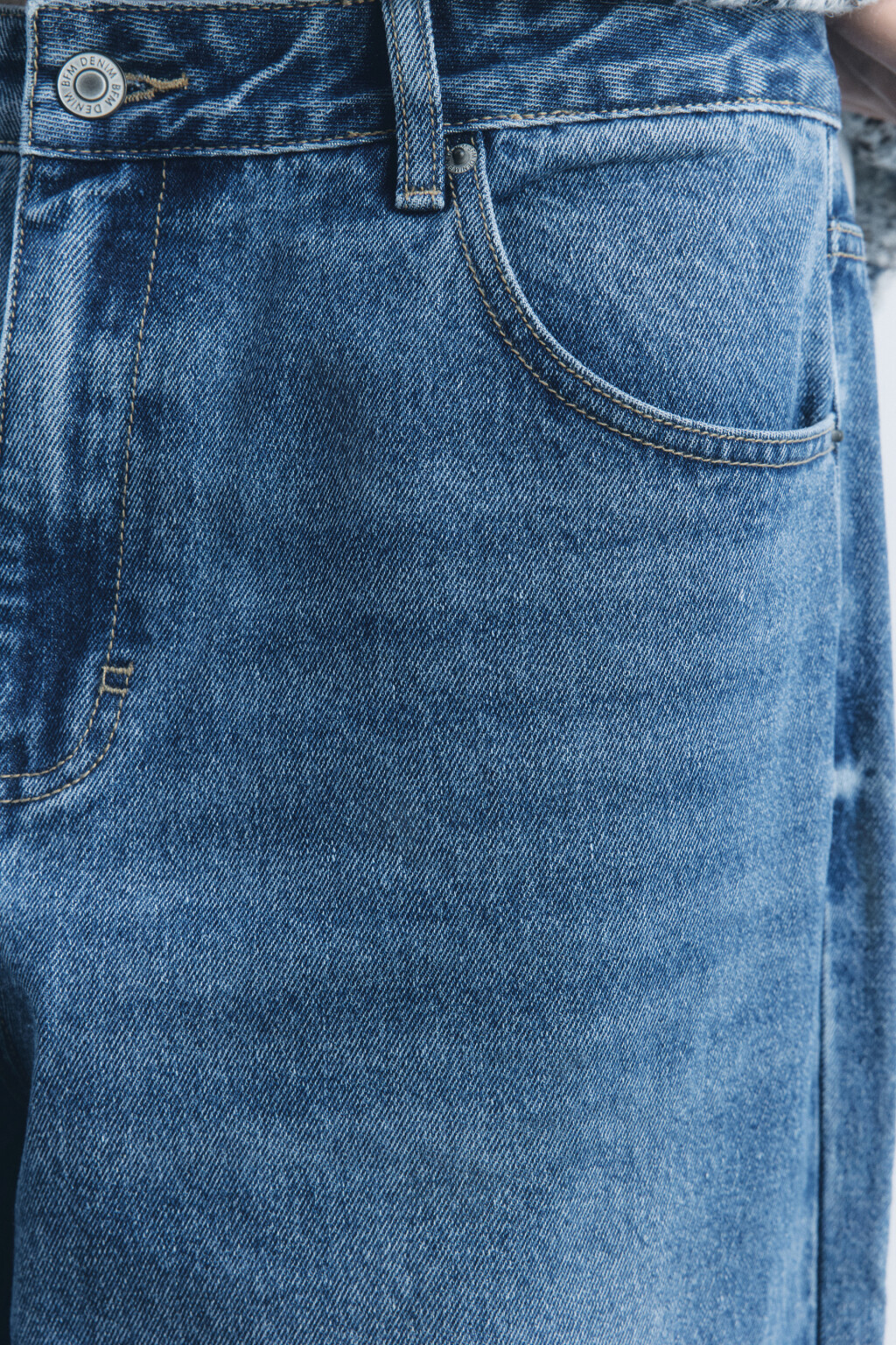 Джинсы широкие со средней посадкой - цвет голубой - 8