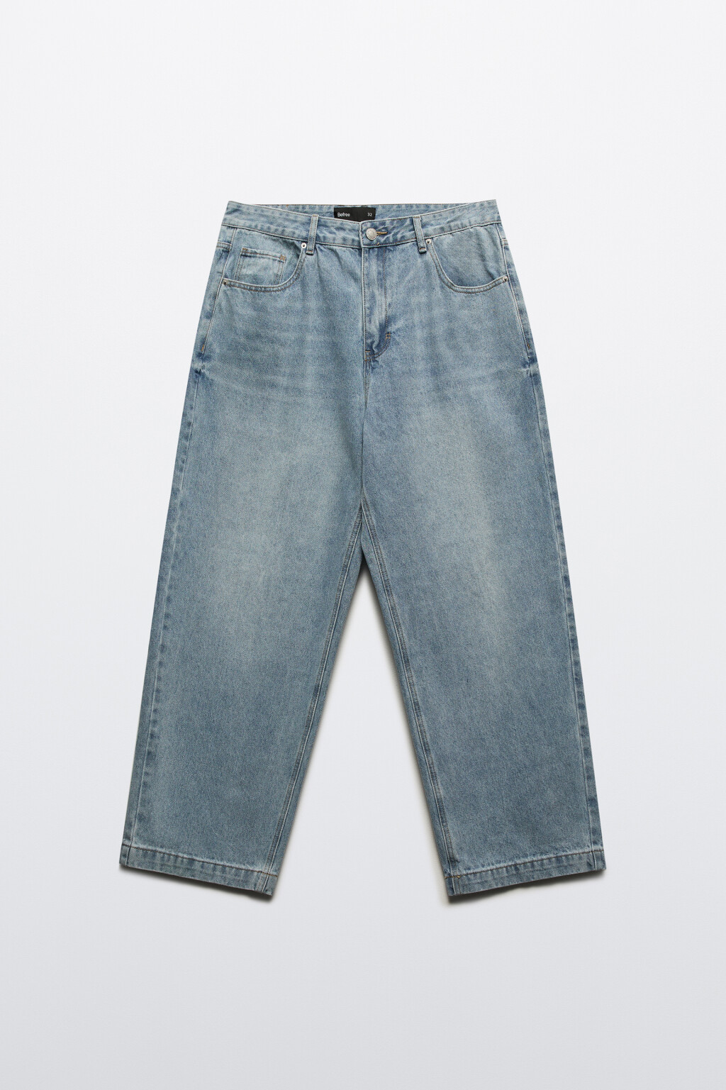 Джинсы широкие базовые со средней посадкой - цвет голубой - 8