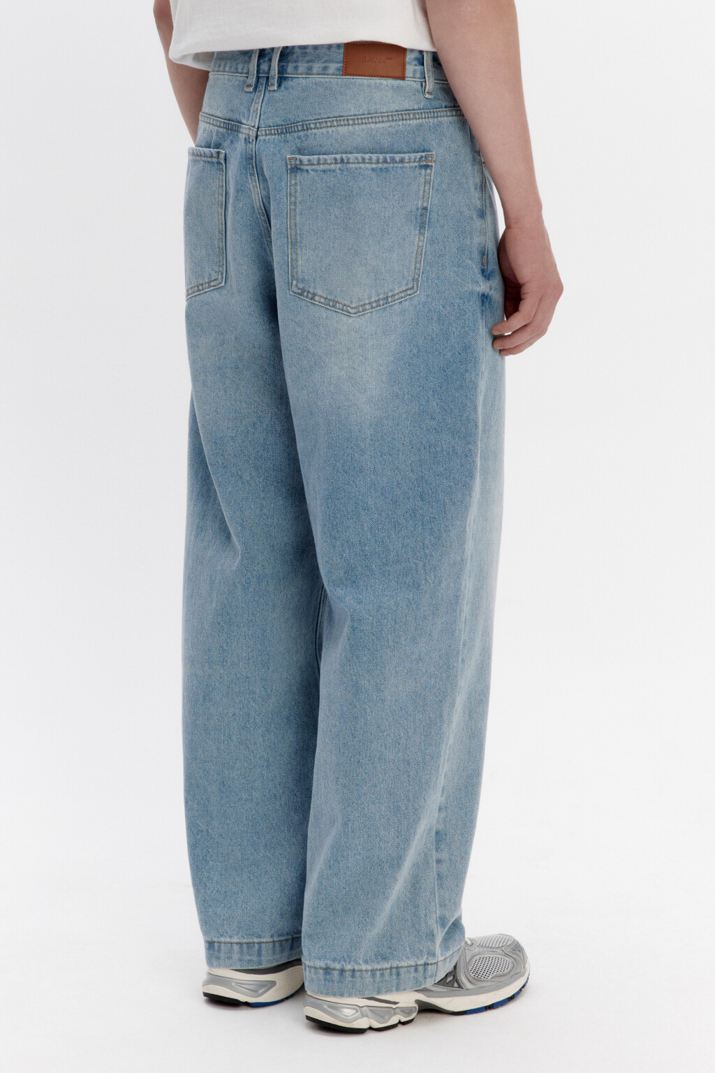 Джинсы широкие базовые со средней посадкой - цвет голубой - 5