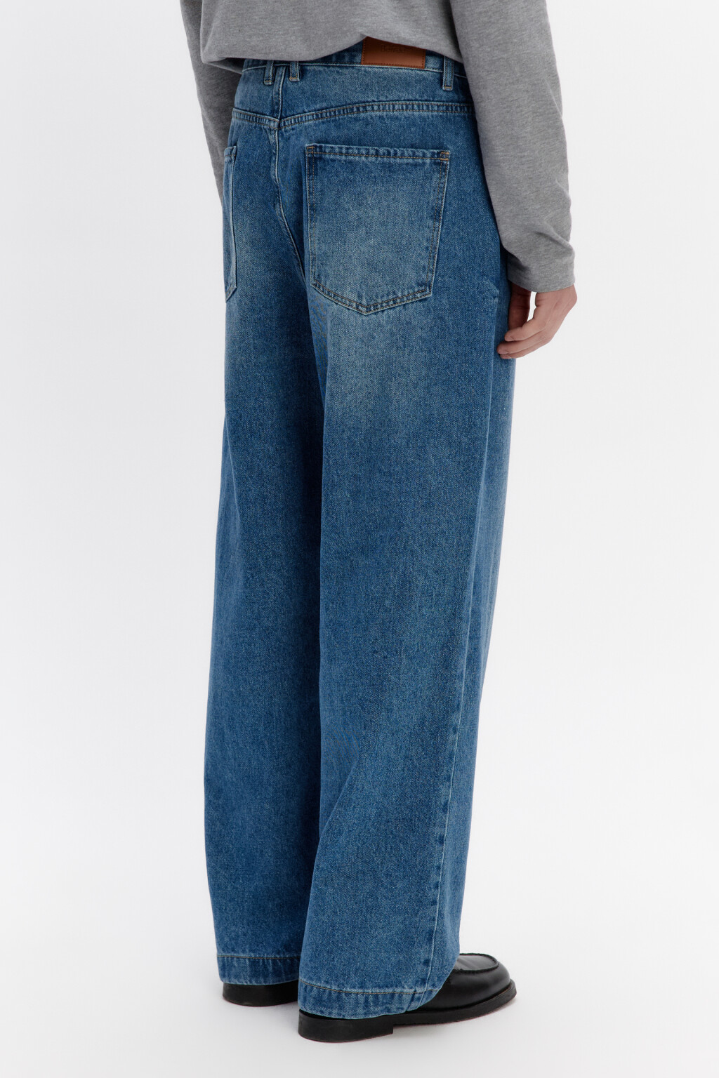 Джинсы широкие базовые со средней посадкой - цвет голубой - 4