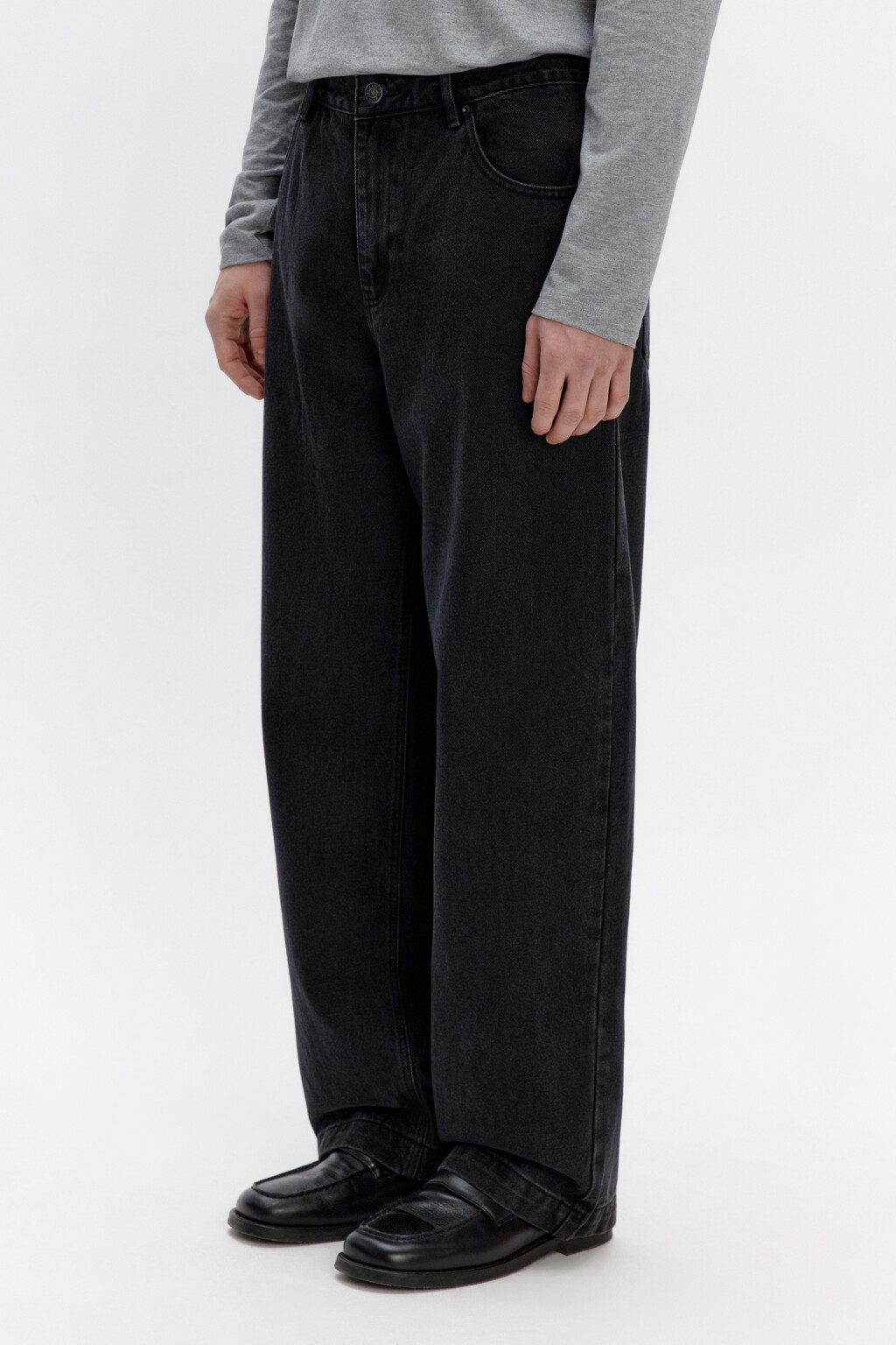 Джинсы широкие базовые со средней посадкой - цвет черный - 3