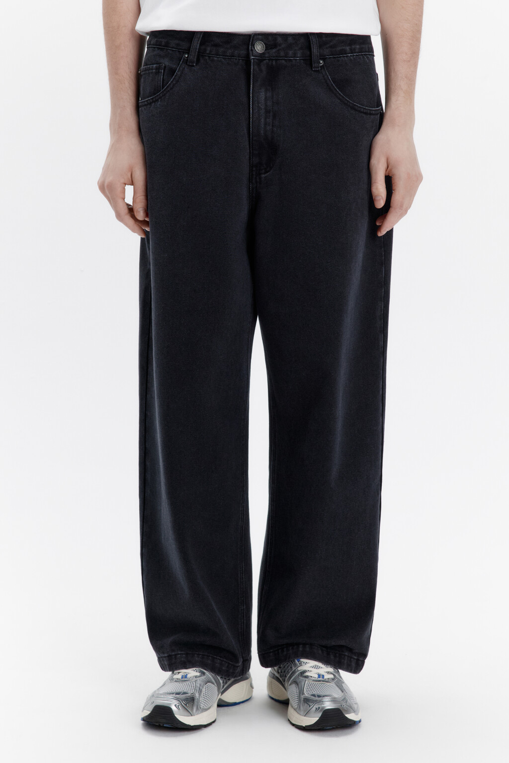 Джинсы широкие базовые со средней посадкой - цвет черный - 2