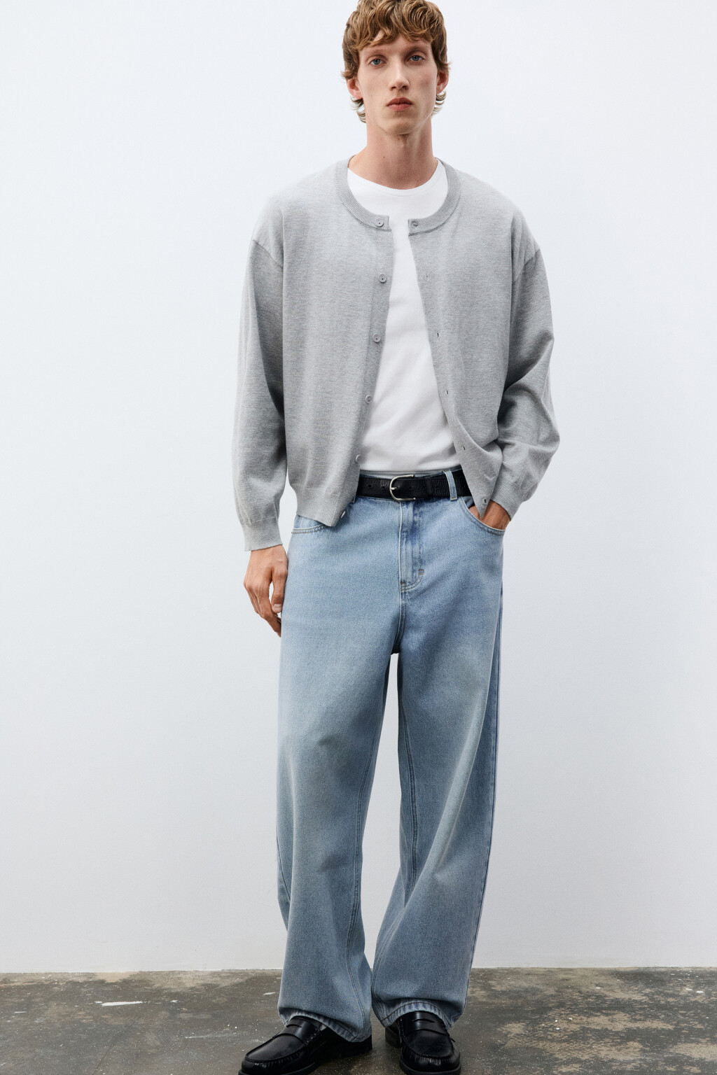 Джинсы wide leg широкие базовые - цвет голубой - 1