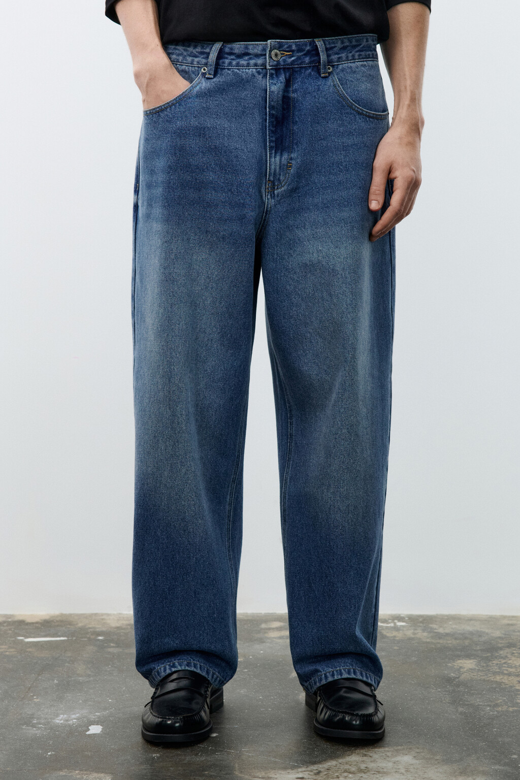 Джинсы wide leg широкие базовые - цвет голубой - 2