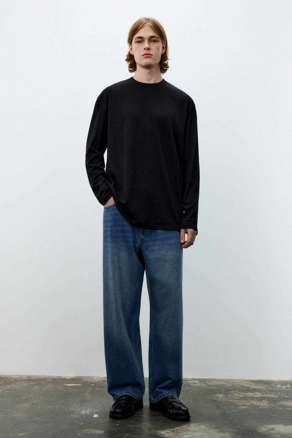 Джинсы wide leg широкие базовые - цвет голубой - 4