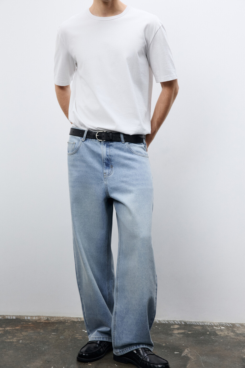 Джинсы wide leg широкие базовые - цвет голубой - 2