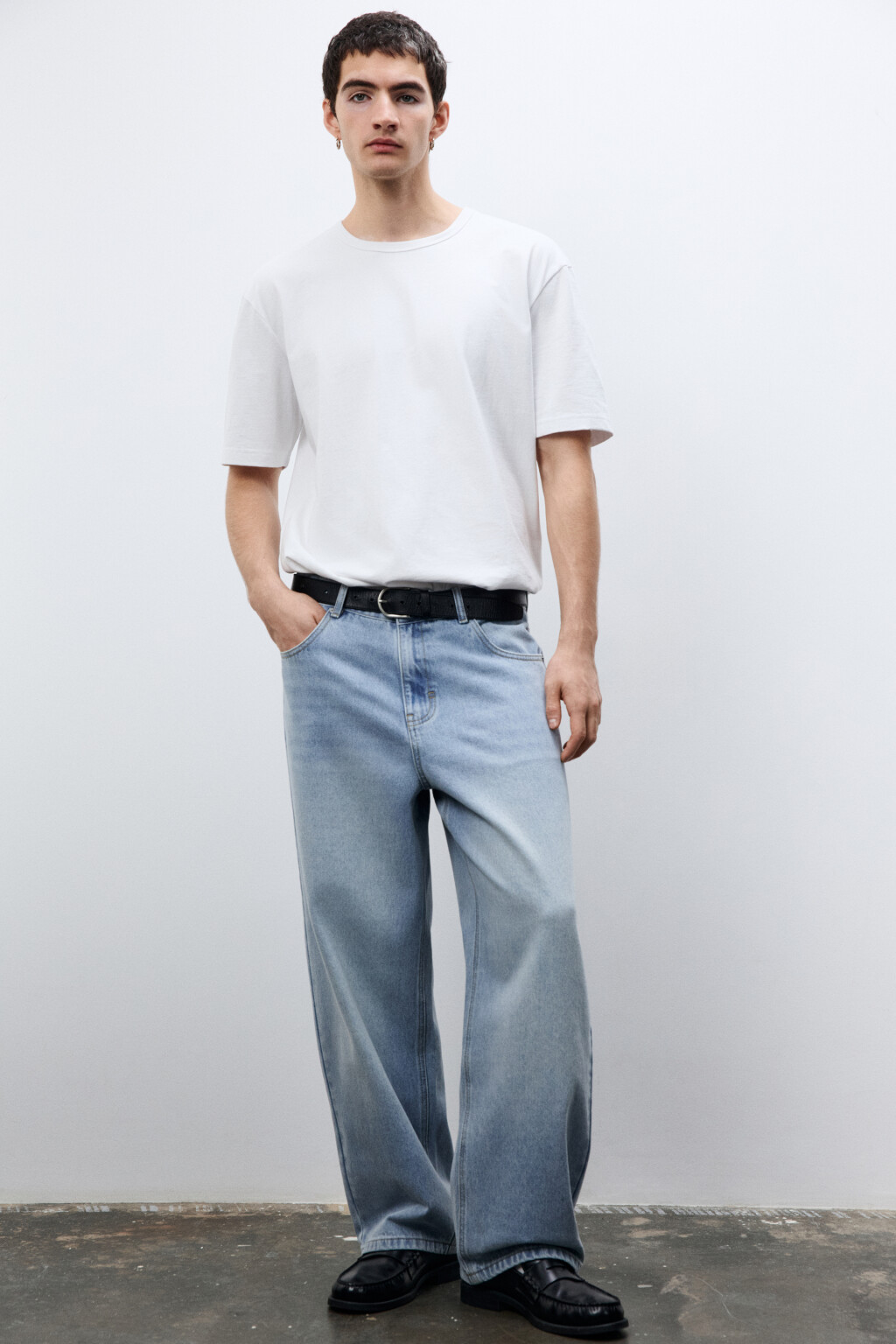 Джинсы wide leg широкие базовые - цвет голубой - 3