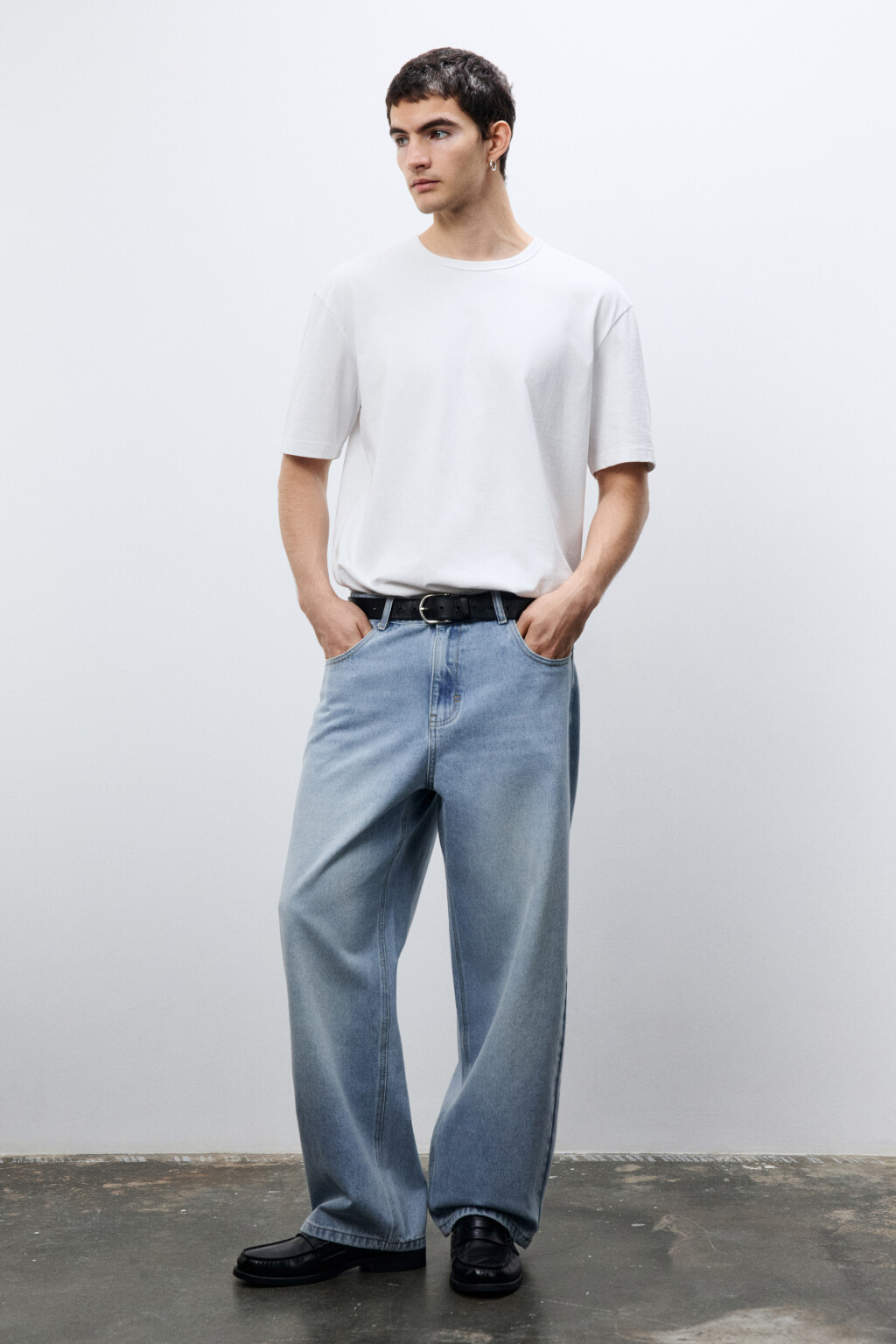 Джинсы wide leg широкие базовые - цвет голубой - 6