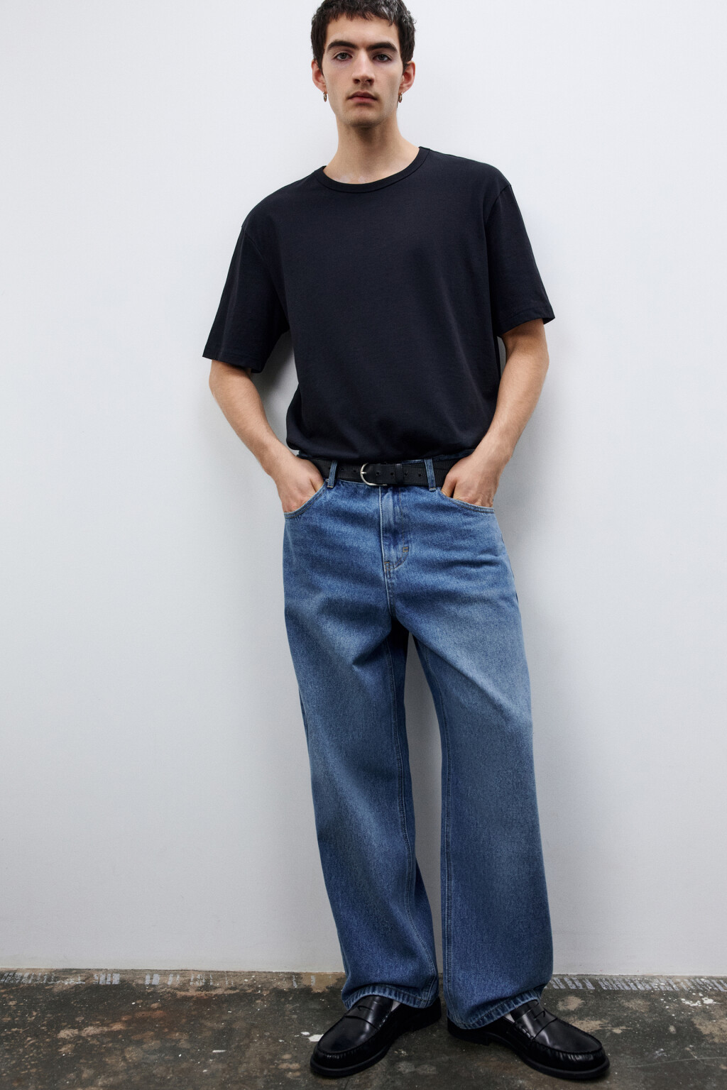 Джинсы wide leg широкие базовые - цвет голубой - 1