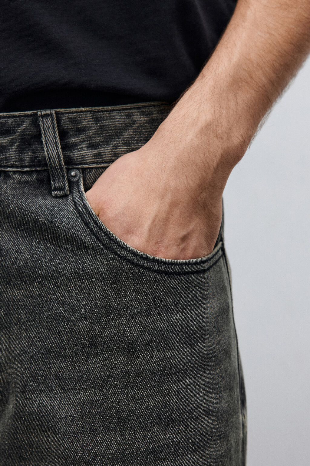 Джинсы wide leg широкие базовые - цвет серый - 6