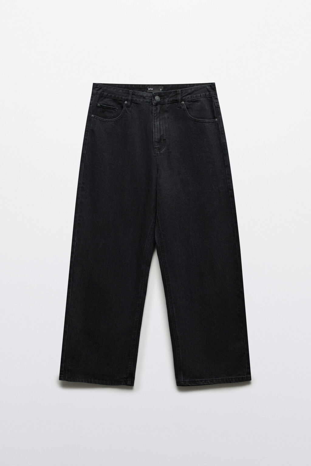 Джинсы wide leg широкие базовые - цвет черный - 1