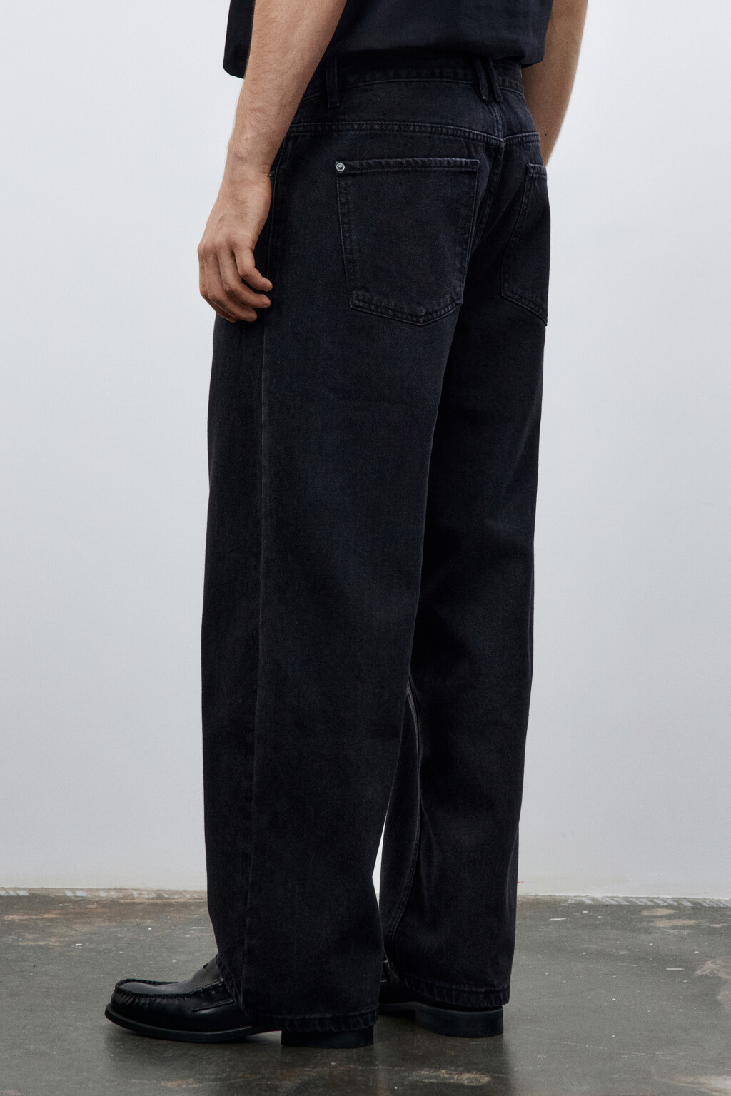 Джинсы wide leg широкие базовые - цвет черный - 4