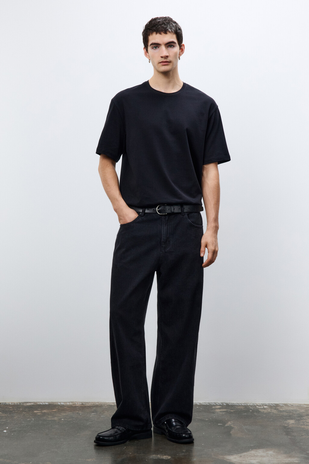 Джинсы wide leg широкие базовые - цвет черный - 5