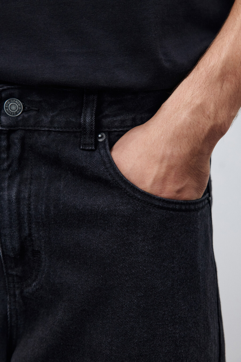 Джинсы wide leg широкие базовые - цвет черный - 7