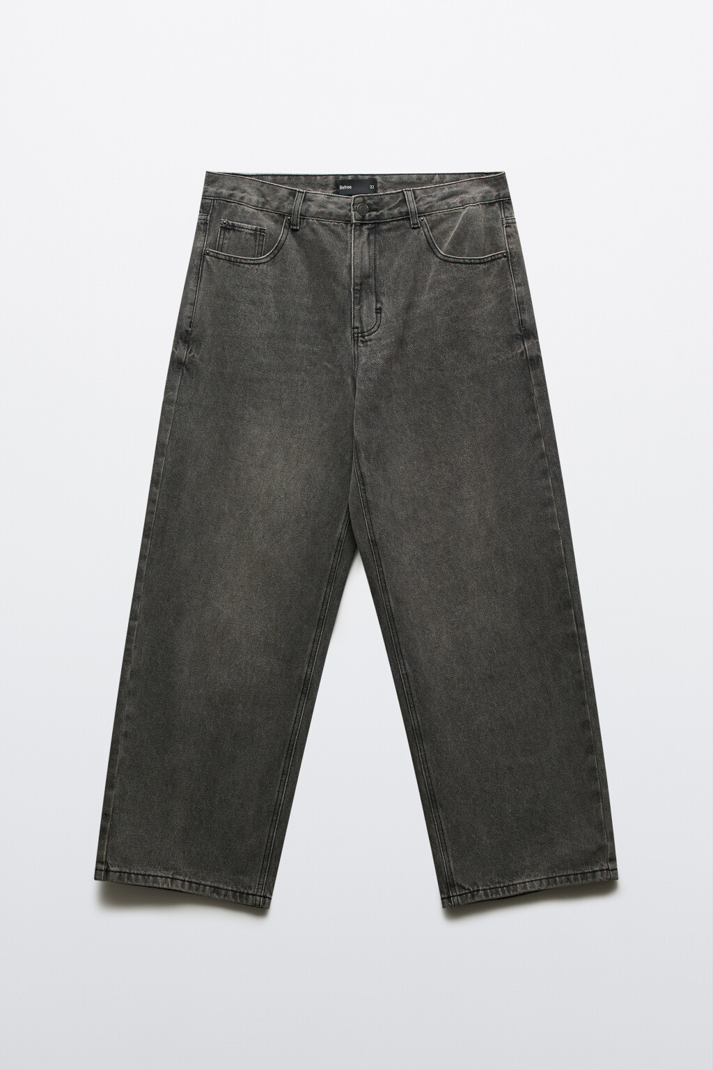 Джинсы wide leg широкие базовые - цвет серый - 1