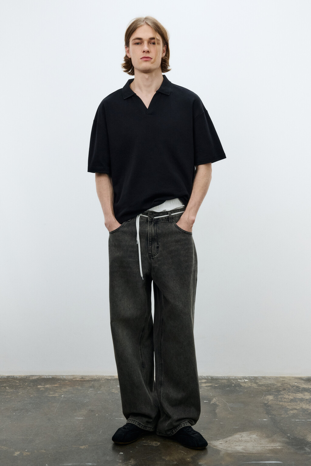 Джинсы wide leg широкие базовые - цвет серый - 5