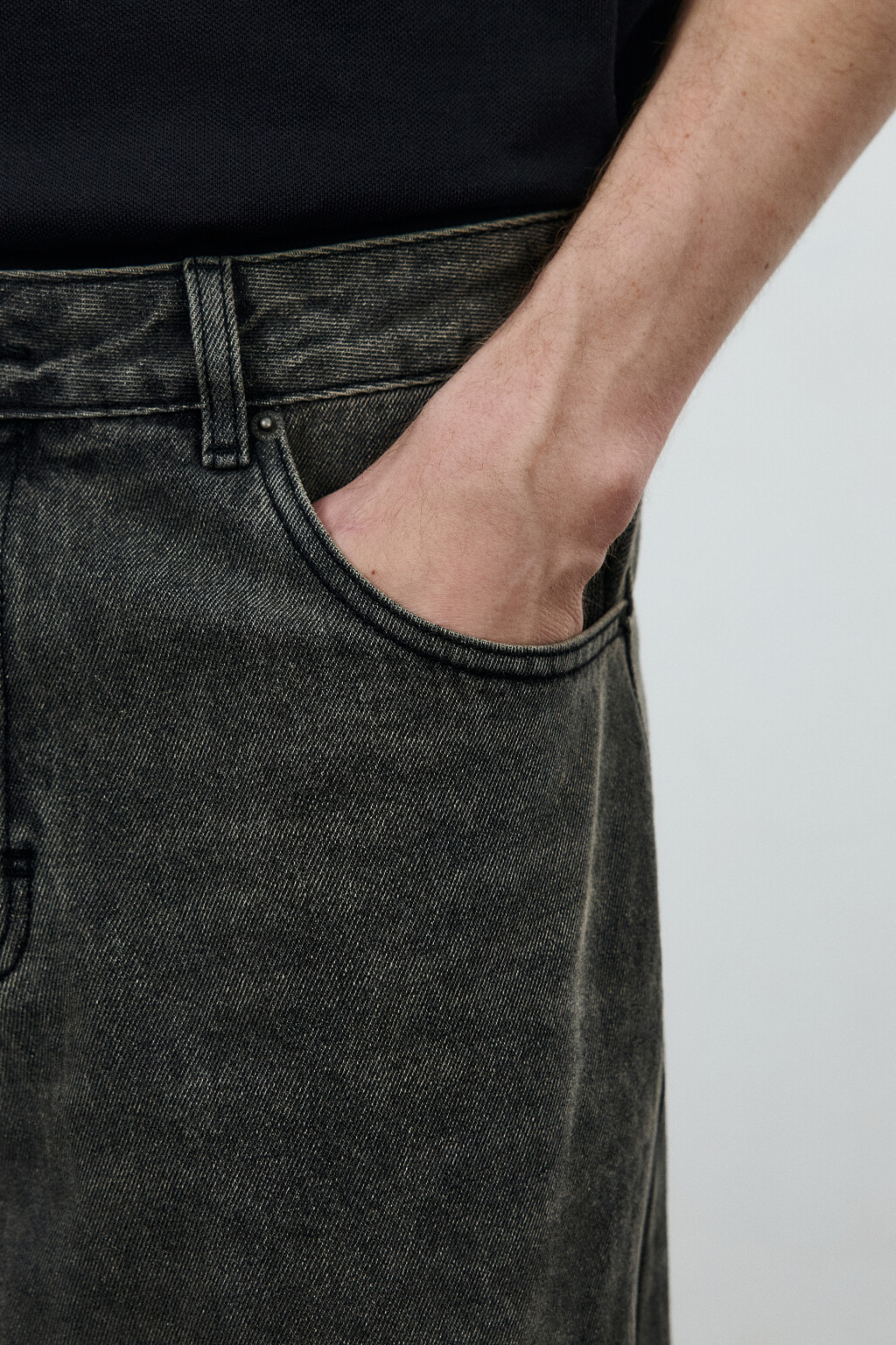 Джинсы wide leg широкие базовые - цвет серый - 7