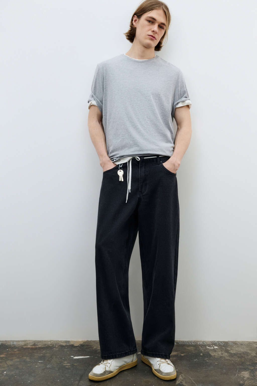 Джинсы wide leg широкие базовые - цвет черный - 1