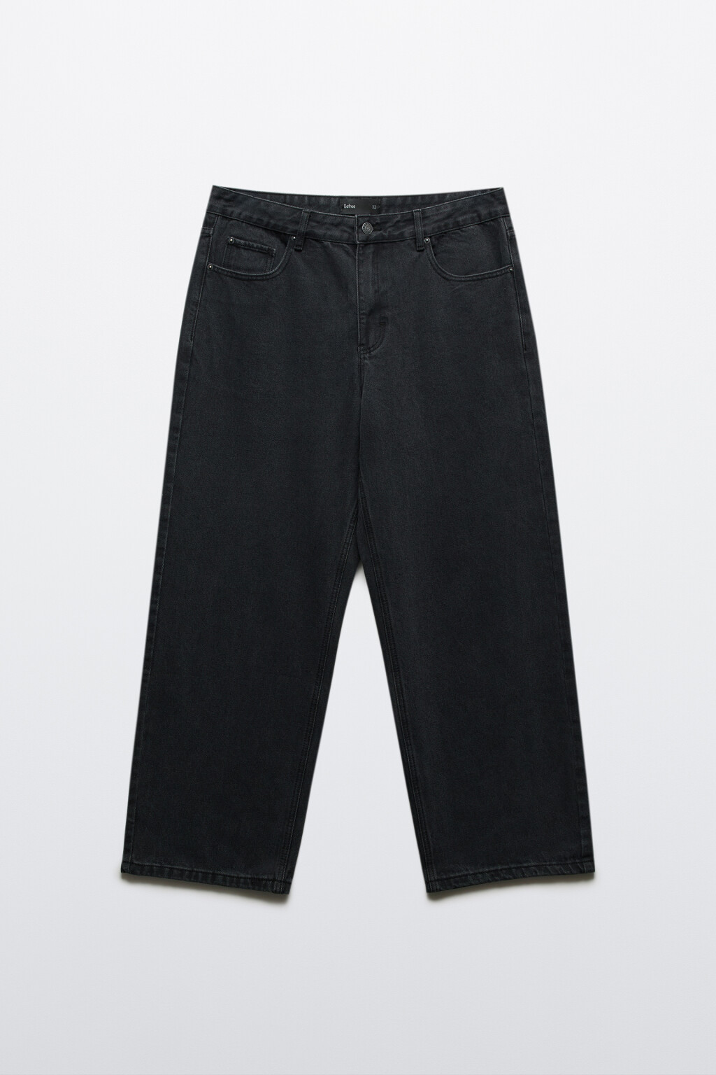 Джинсы wide leg широкие базовые - цвет черный - 1