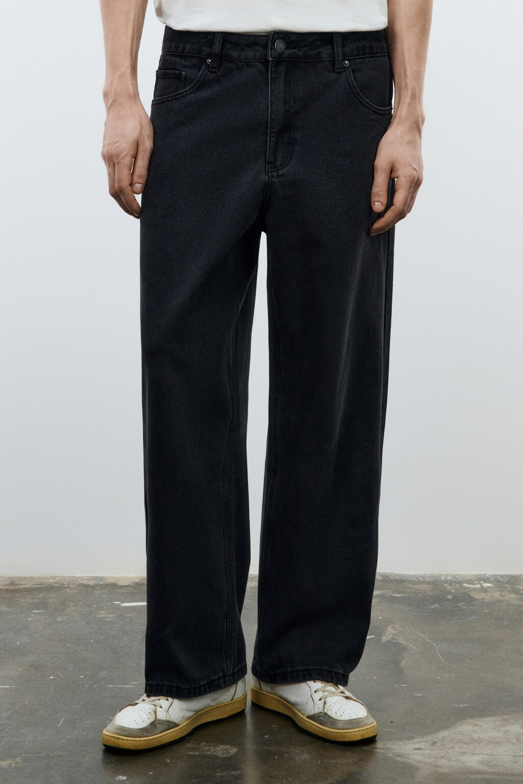 Джинсы wide leg широкие базовые - цвет черный - 2