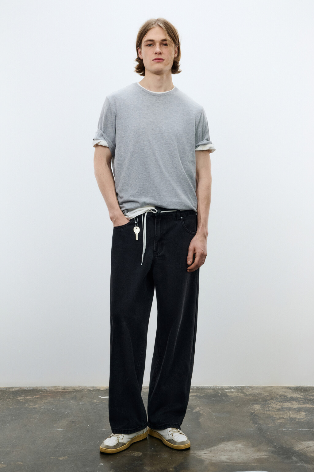 Джинсы wide leg широкие базовые - цвет черный - 4