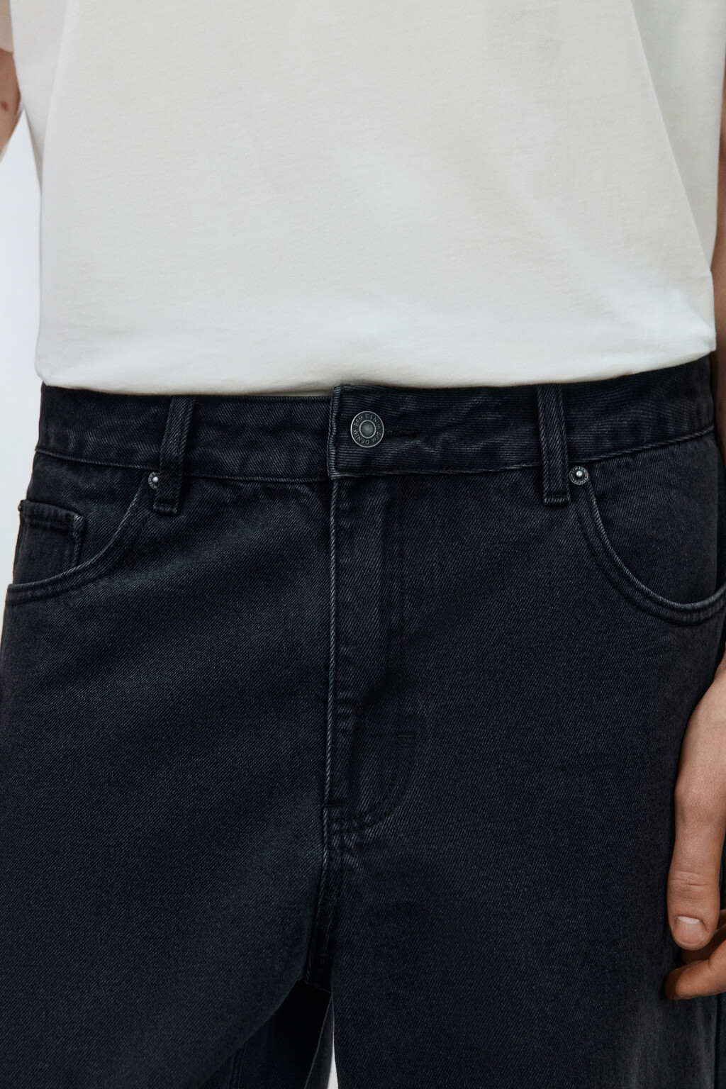 Джинсы wide leg широкие базовые - цвет черный - 5