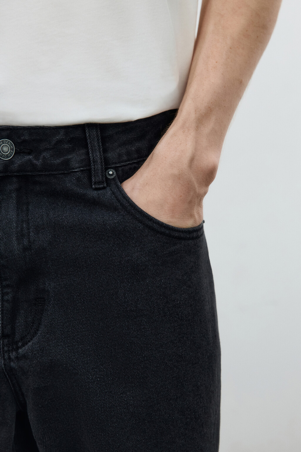 Джинсы wide leg широкие базовые - цвет черный - 6