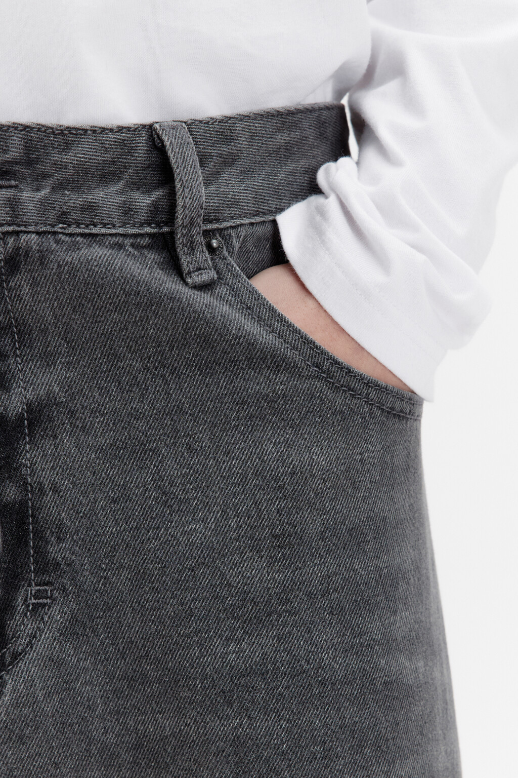 Джинсы широкие базовые со средней посадкой - цвет серый - 6