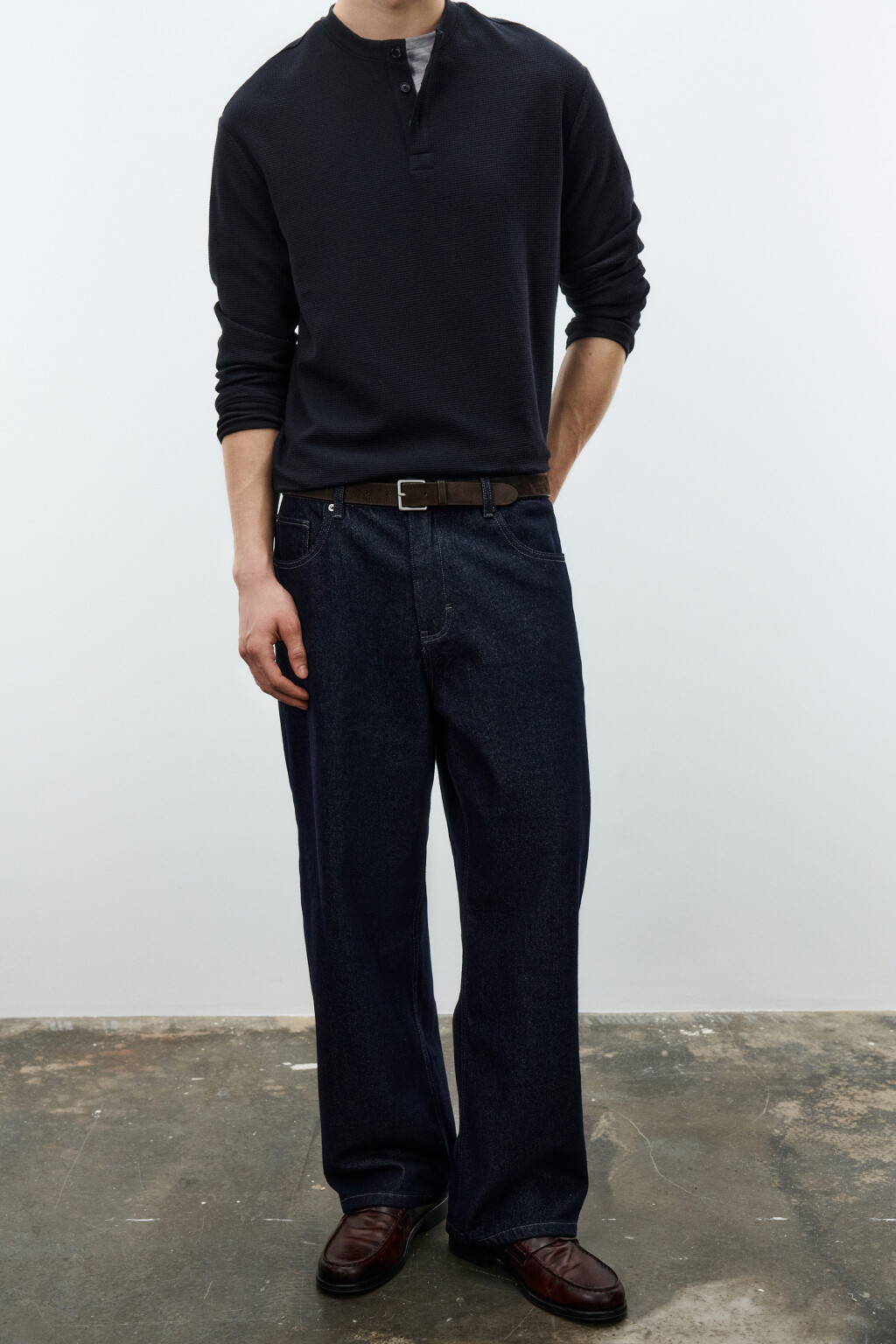 Джинсы широкие базовые - цвет синий - 1