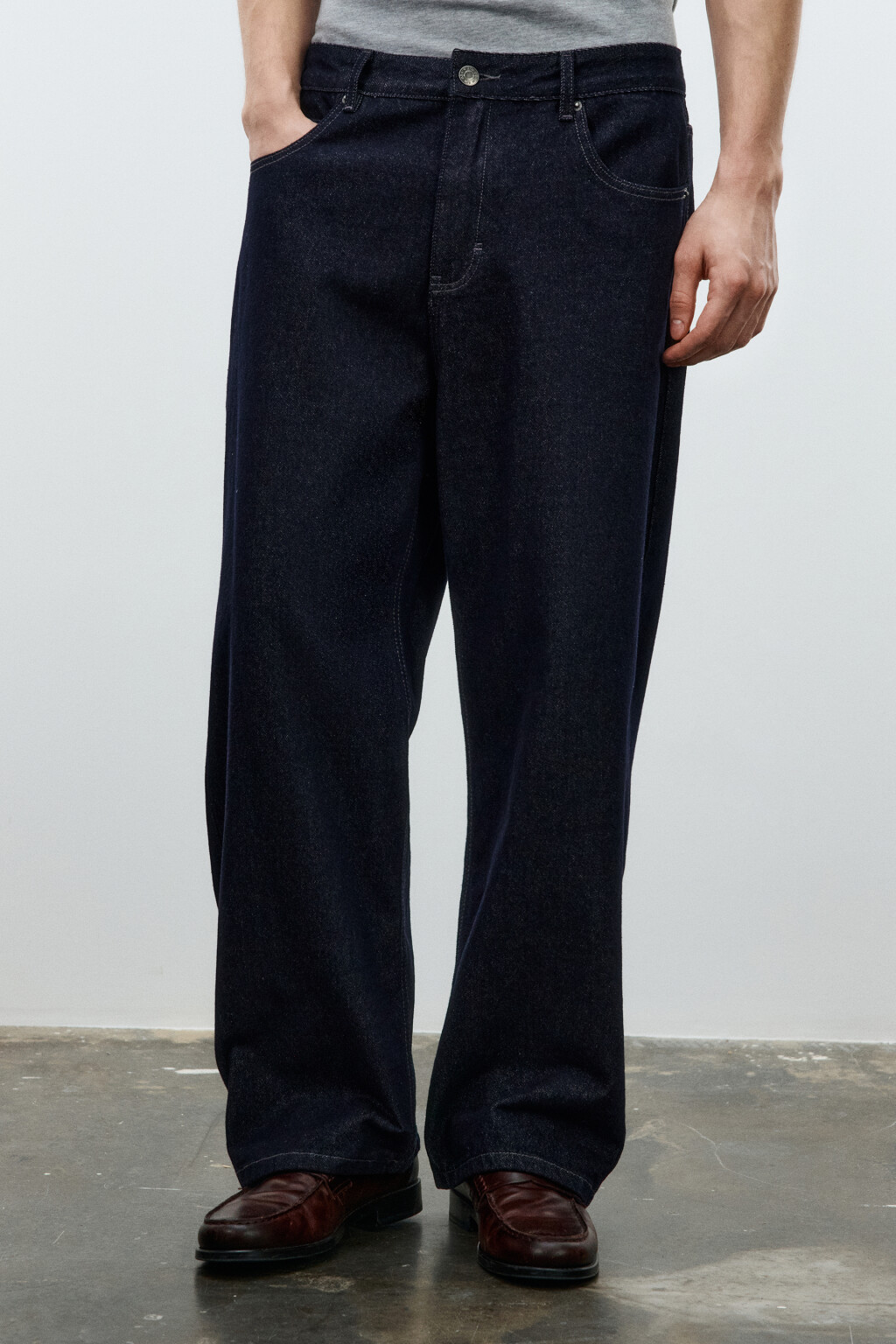 Джинсы широкие базовые - цвет синий - 2