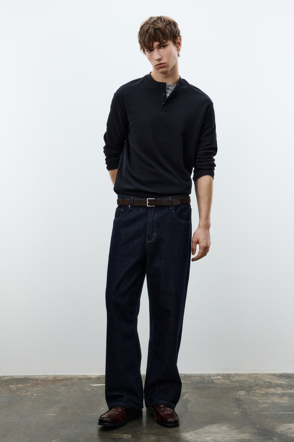 Джинсы широкие базовые - цвет синий - 4