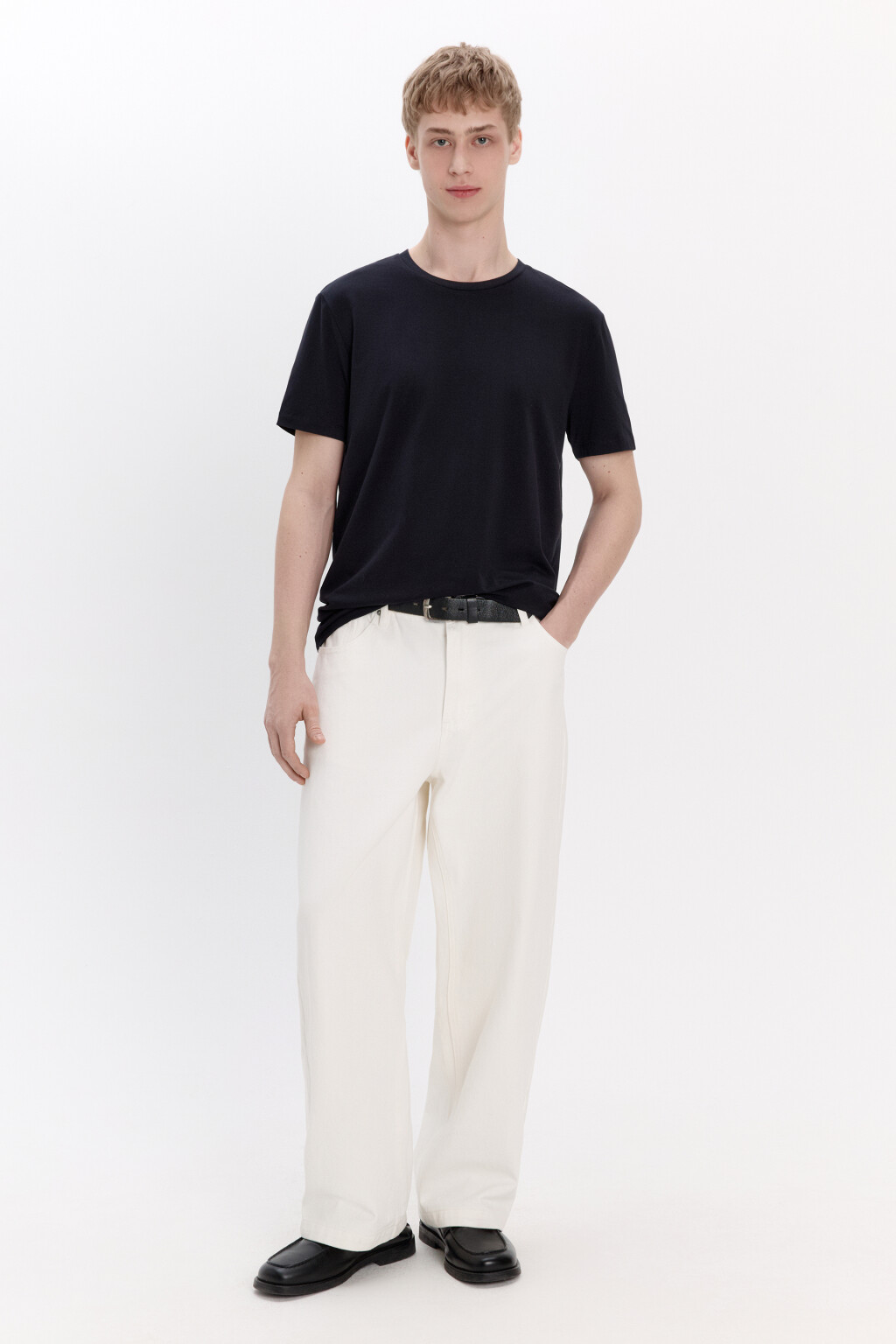 Джинсы широкие базовые со средней посадкой - цвет белый - 5