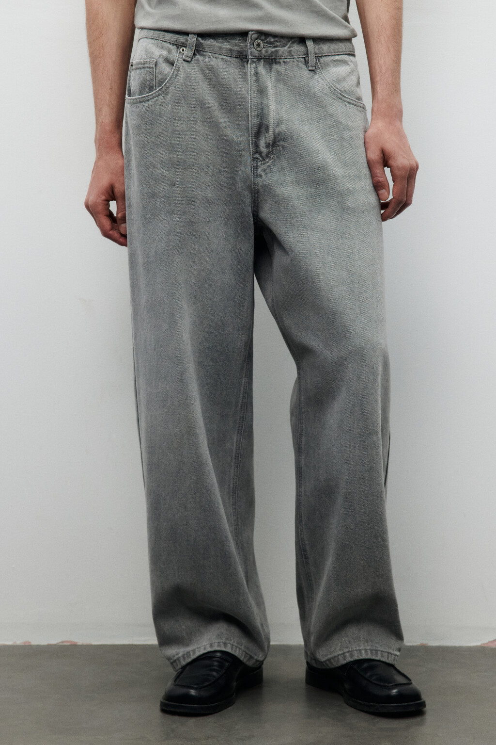 Джинсы широкие базовые - цвет серый - 7