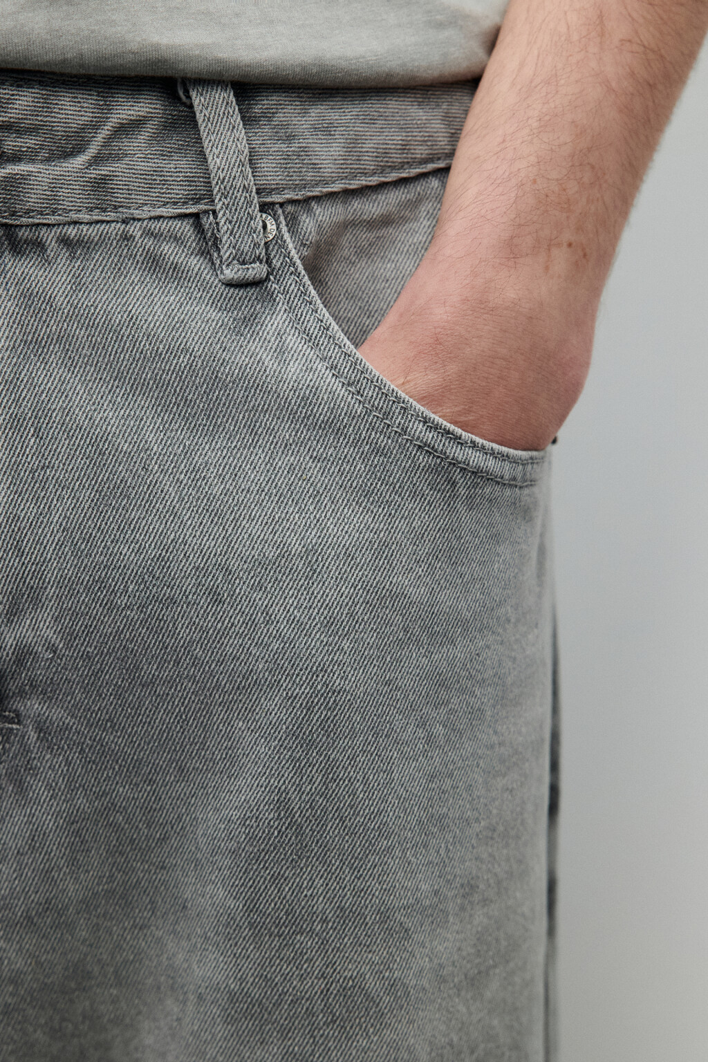 Джинсы широкие базовые - цвет серый - 5