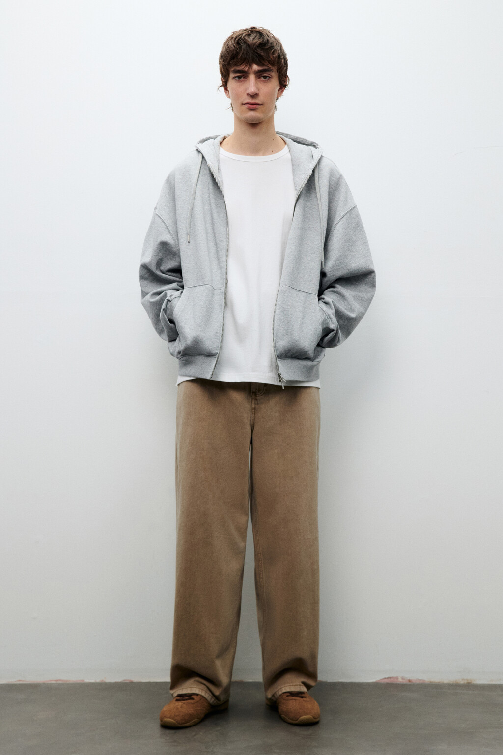 Джинсы широкие базовые - цвет бежевый - 5