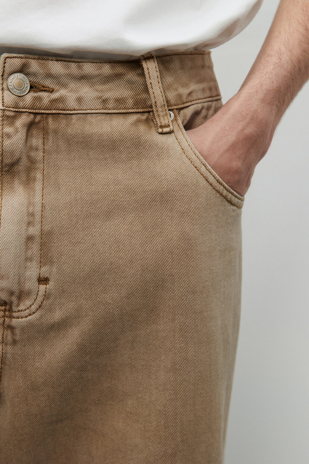 Джинсы широкие базовые - цвет бежевый - 7