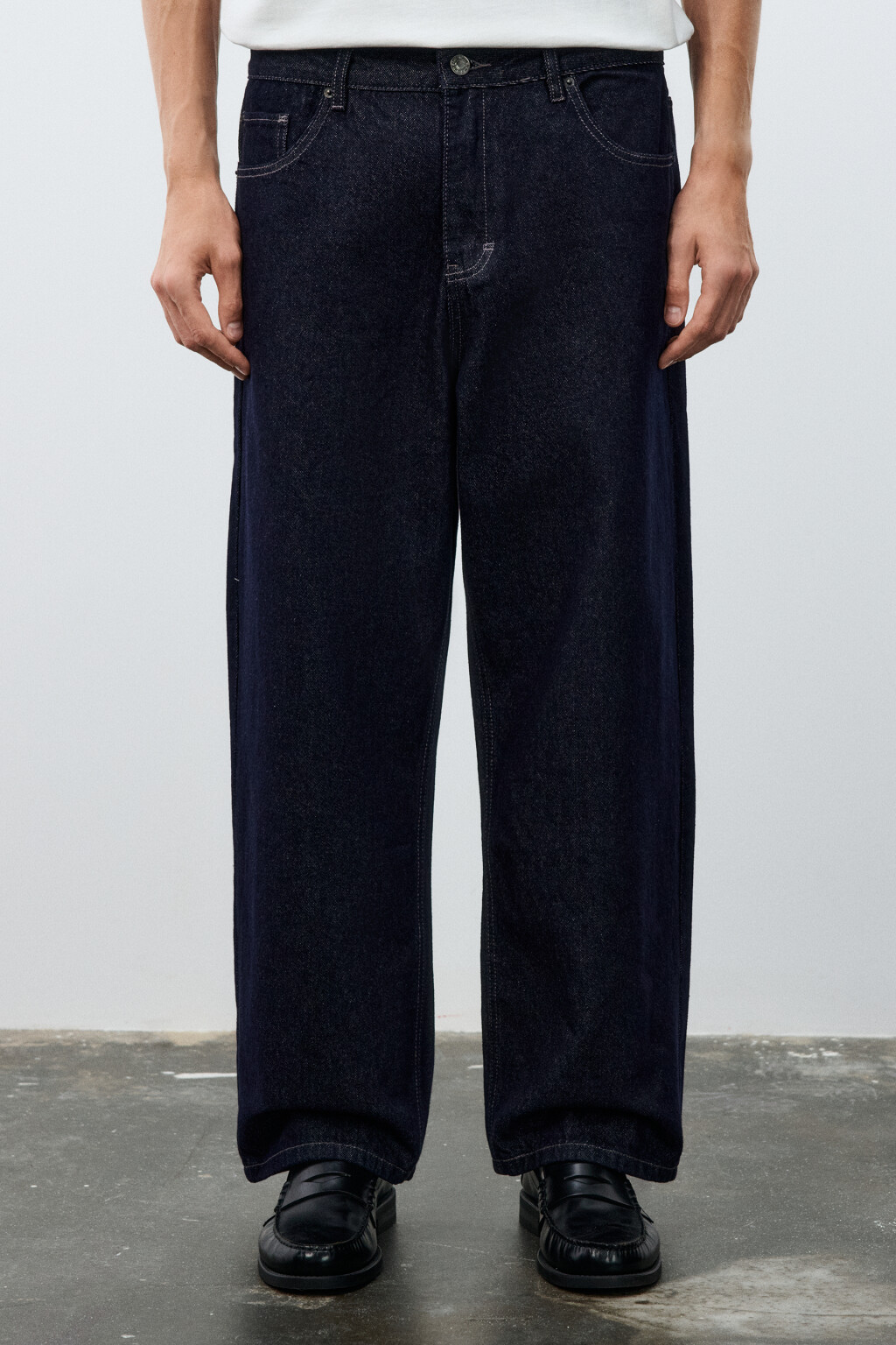 Джинсы wide leg широкие базовые - цвет синий - 4