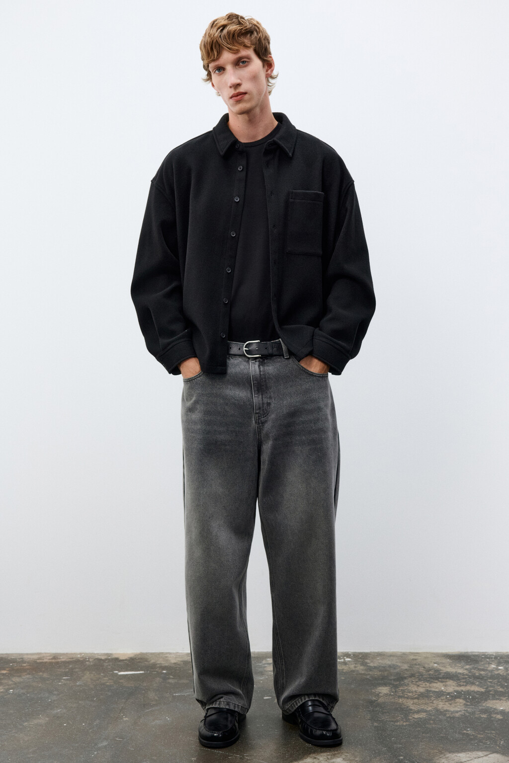 Джинсы wide leg широкие базовые - цвет серый - 2