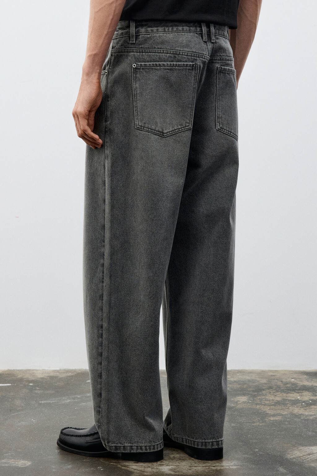 Джинсы wide leg широкие базовые - цвет серый - 4