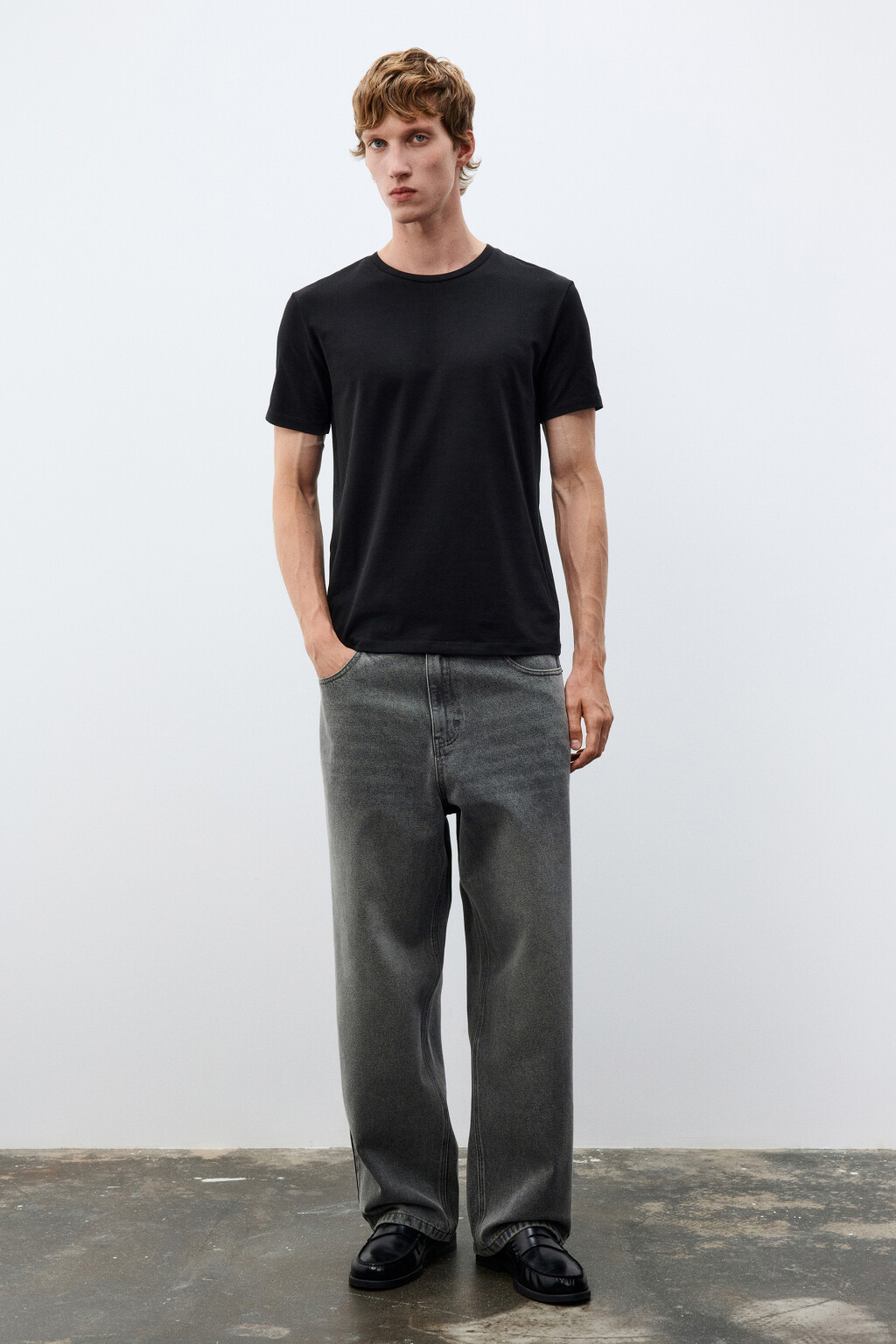 Джинсы wide leg широкие базовые - цвет серый - 5