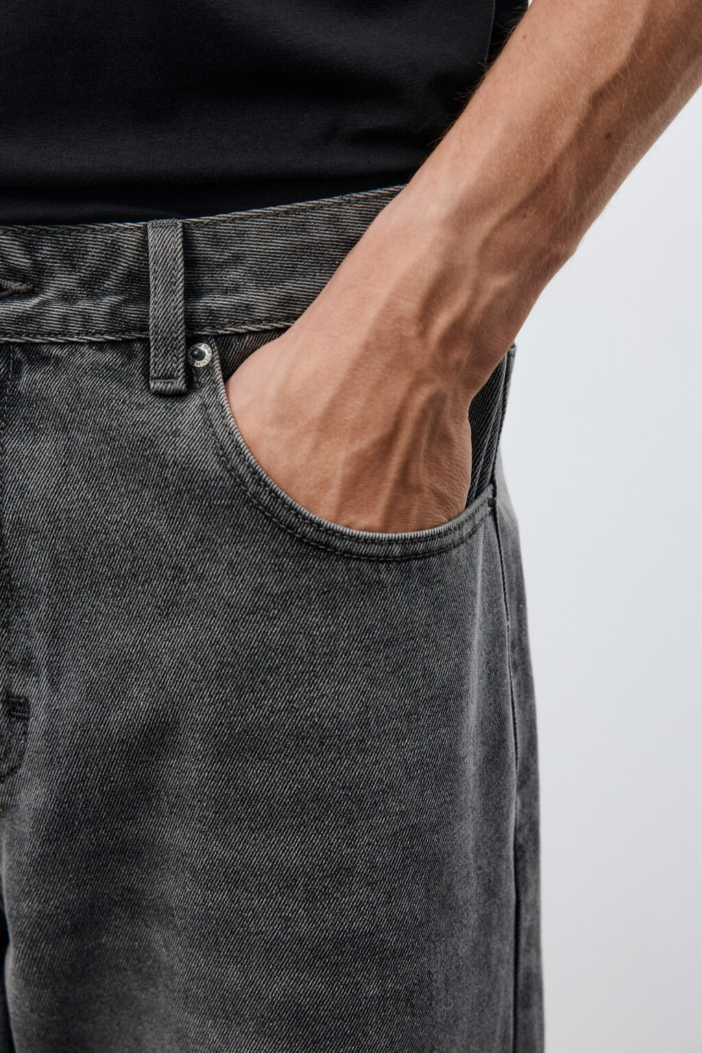 Джинсы wide leg широкие базовые - цвет серый - 7