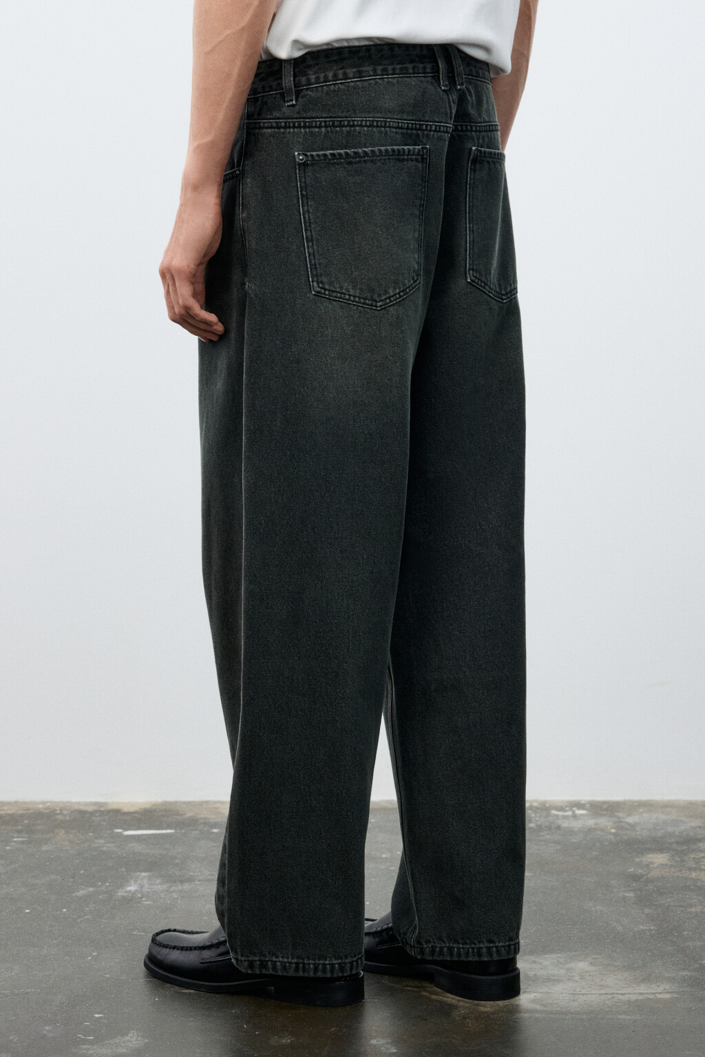 Джинсы wide leg широкие базовые - цвет серый - 3