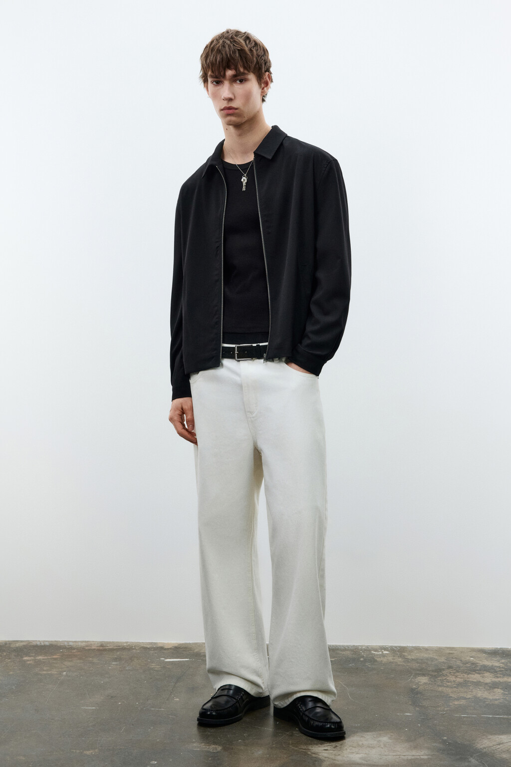 Джинсы широкие со средней посадкой - цвет белый - 5