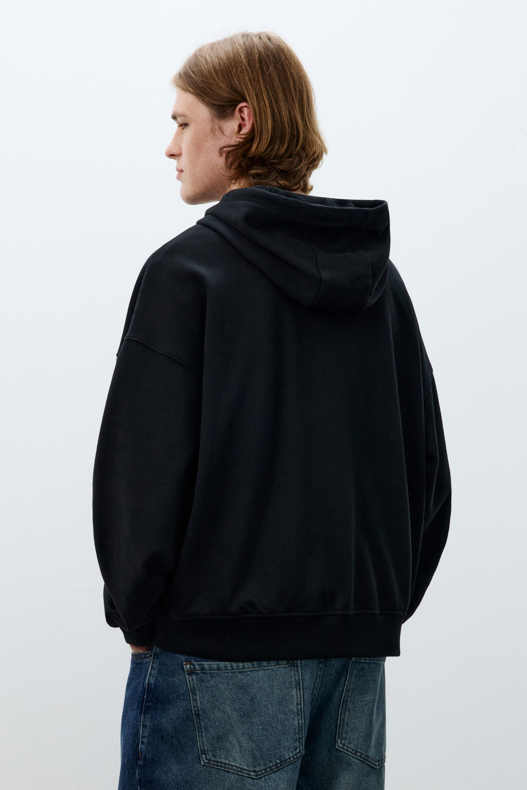Худи-зипка из футера с капюшоном - цвет черный - 3