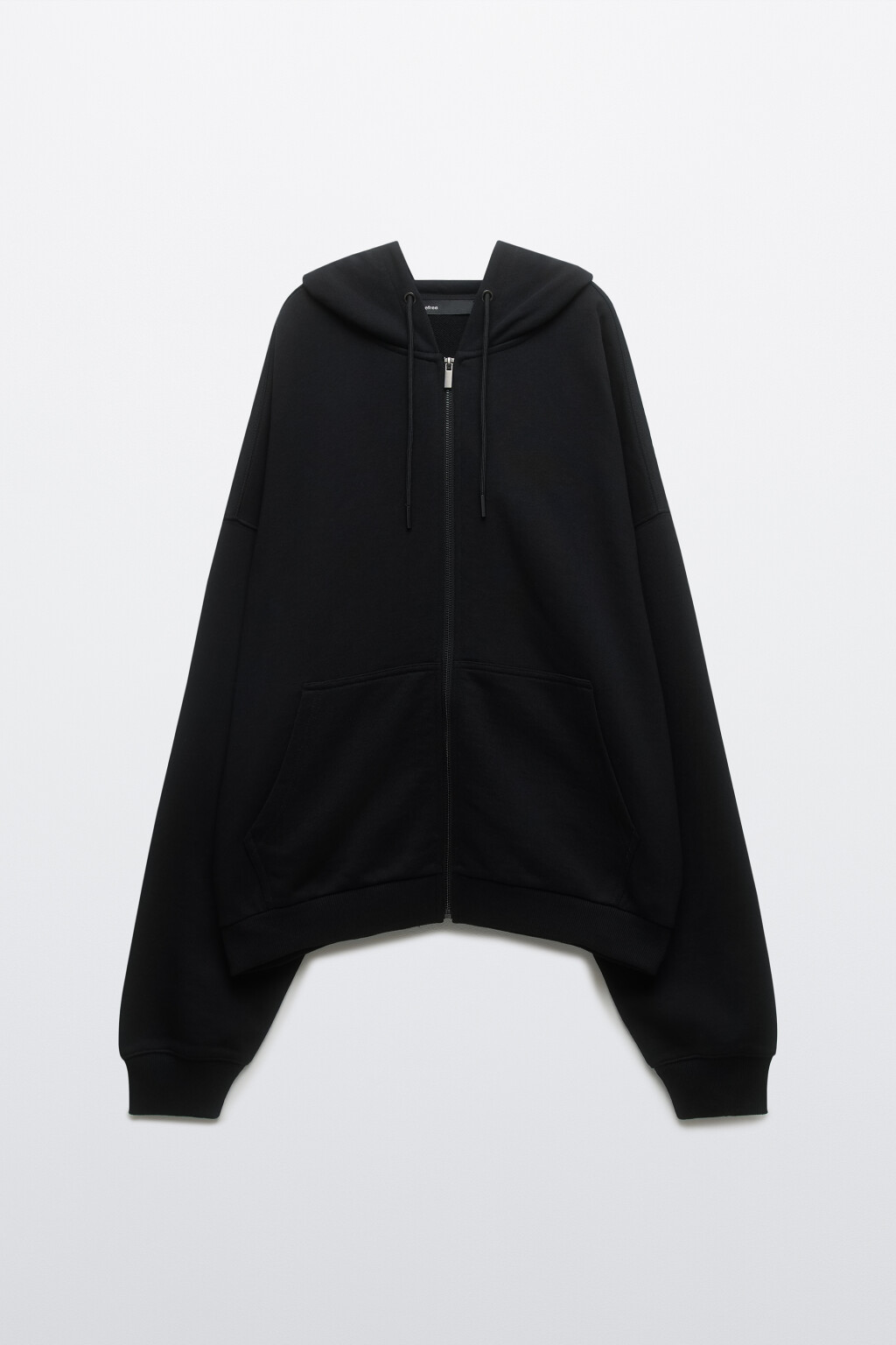 Худи-зипка из футера с капюшоном - цвет черный - 1