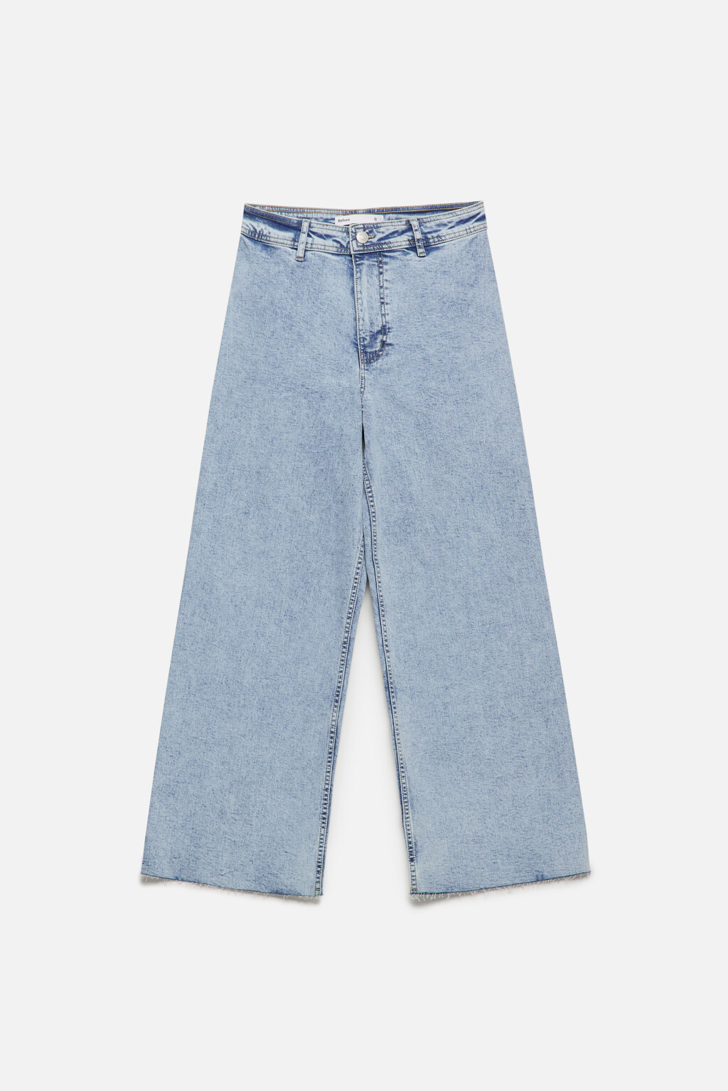 Джинсы-кюлоты с открытыми срезами - цвет голубой - 8