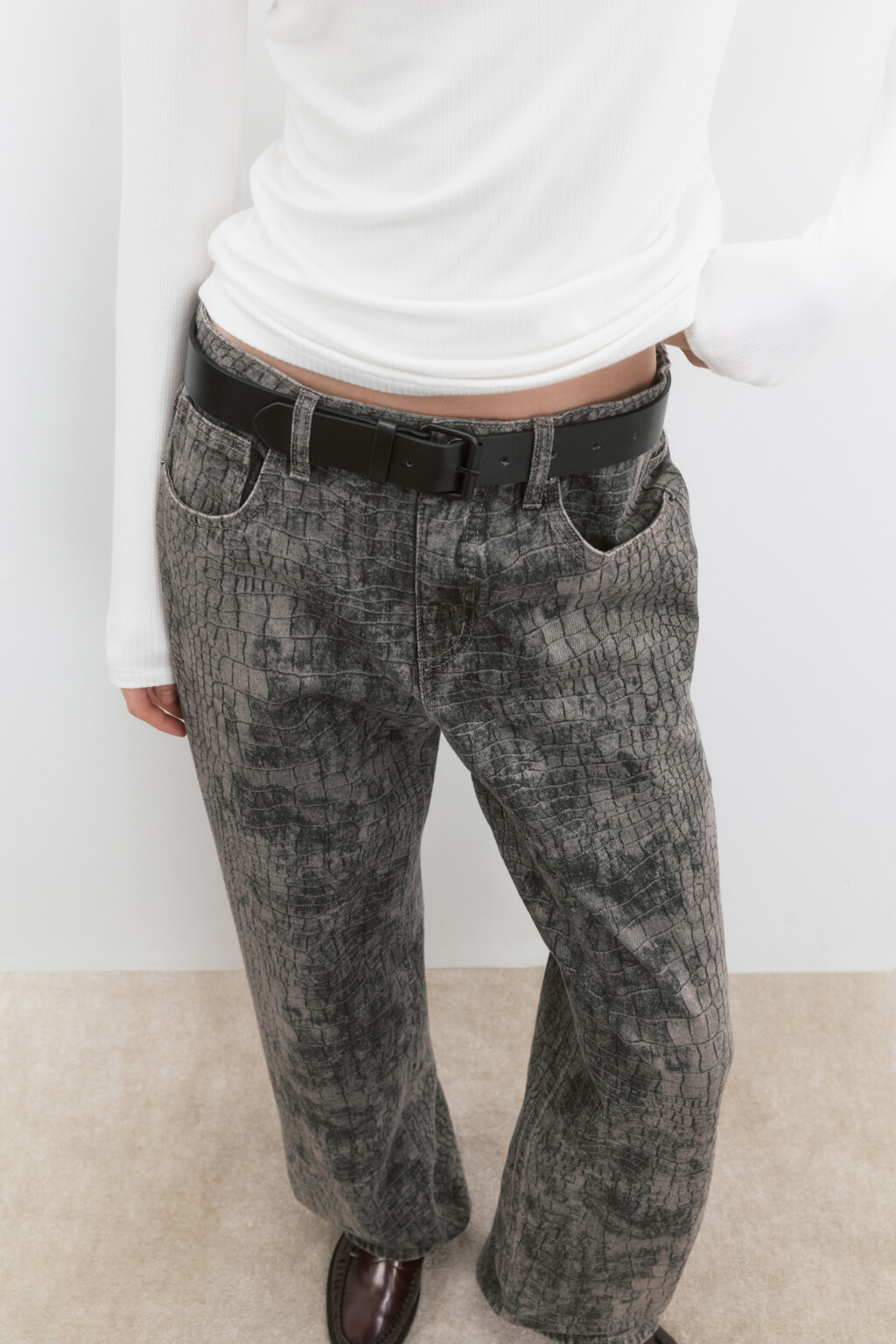 Ремень брючный матовый - цвет черный - 3